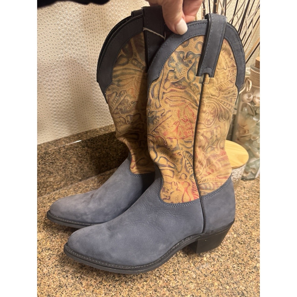 Vintage Wrangler suede & leather two tone Cowgirl Boots 7.0M Nubuck Suede USA
